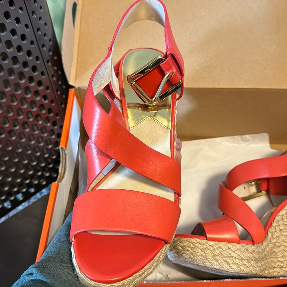 Michael Kors bright orange espadrilles size 6